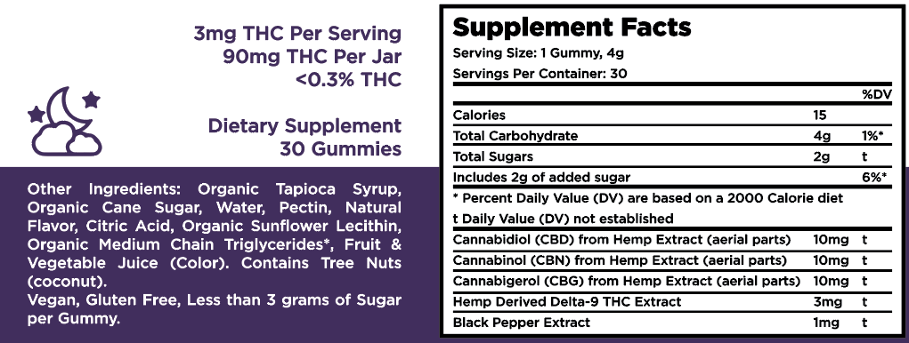 Full Spectrum Sleep Gummies with THC &amp; Bioperine